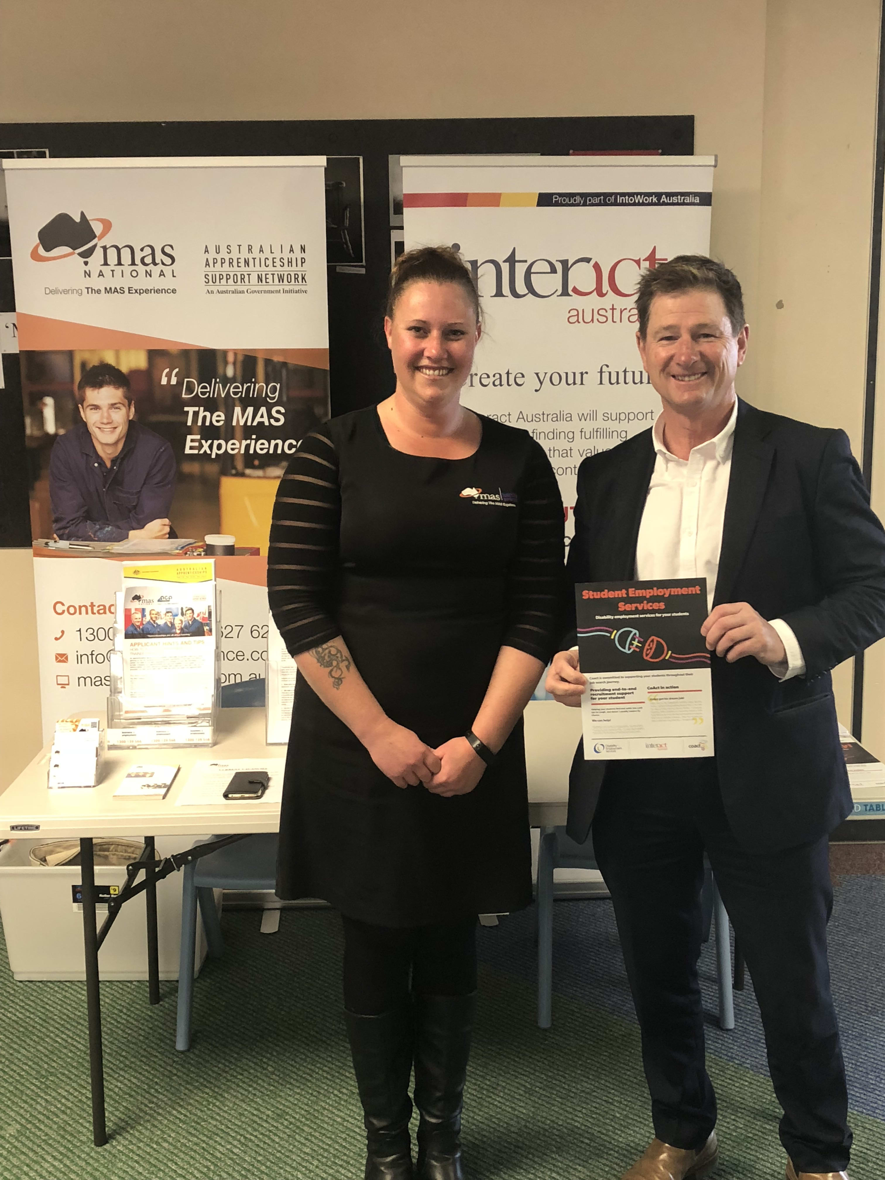 Darryn From Interact Pictured With DeArne At The Hobart College Jobs Expo